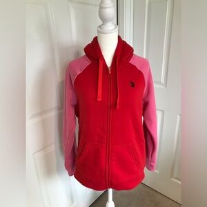 U.S. Polo Assn. hoodie, size M. Pink and red.
